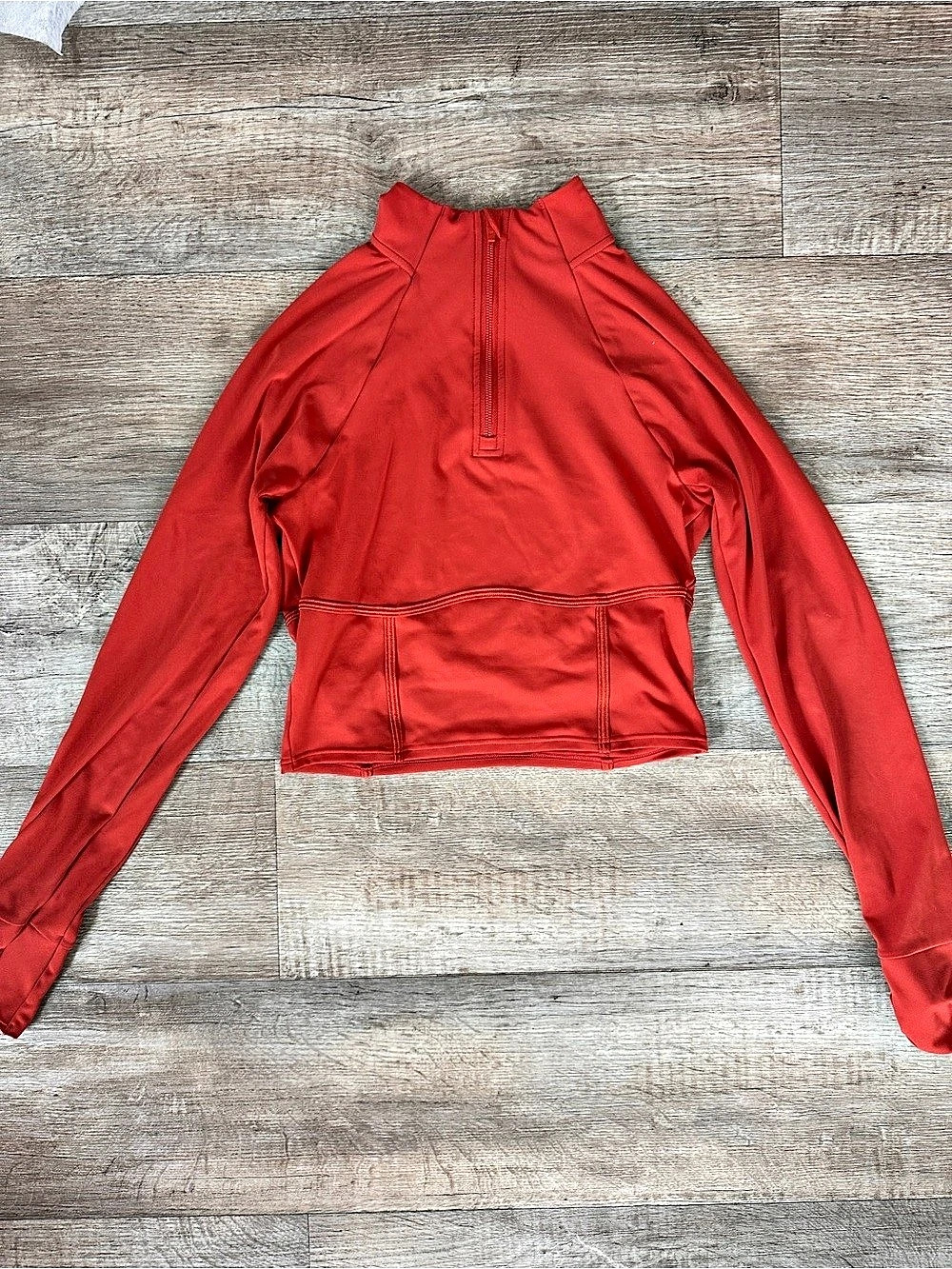 Fabletics Red Half-Zip Long Sleeve Athletic Top